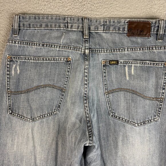 LEE Dungarees Jeans 33x32 Blue Loose Straight Fit Baggy Classic Cotton American - Picture 6 of 7